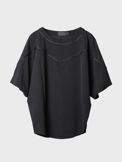 Dark-themed Deconstructed Patchwork Bat-sleeve Tee